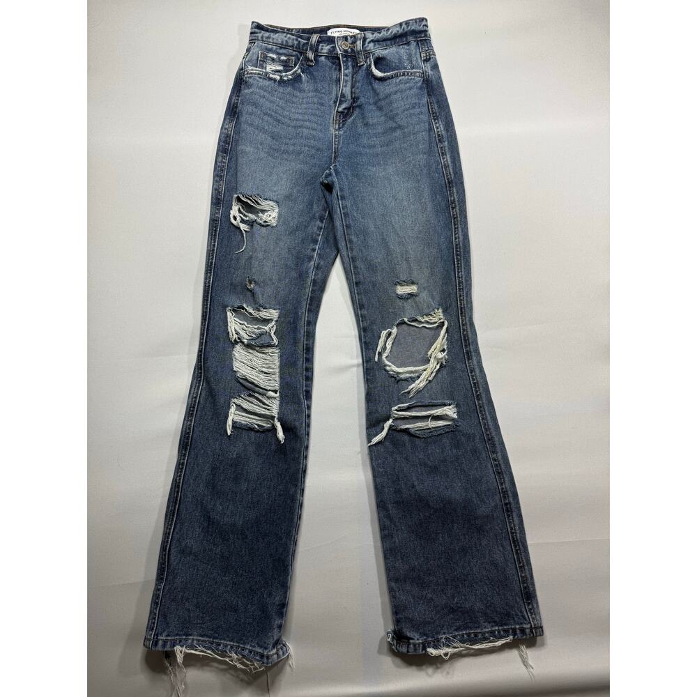 Flying Monkey Women's Distressed Vintage Straight Denim Jeans - Size 22 (24x31)